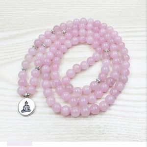 BUDDHIST ROSE QUARTZ MALA BRACELET/NECKLACE (108 BEADS) Pranaheart